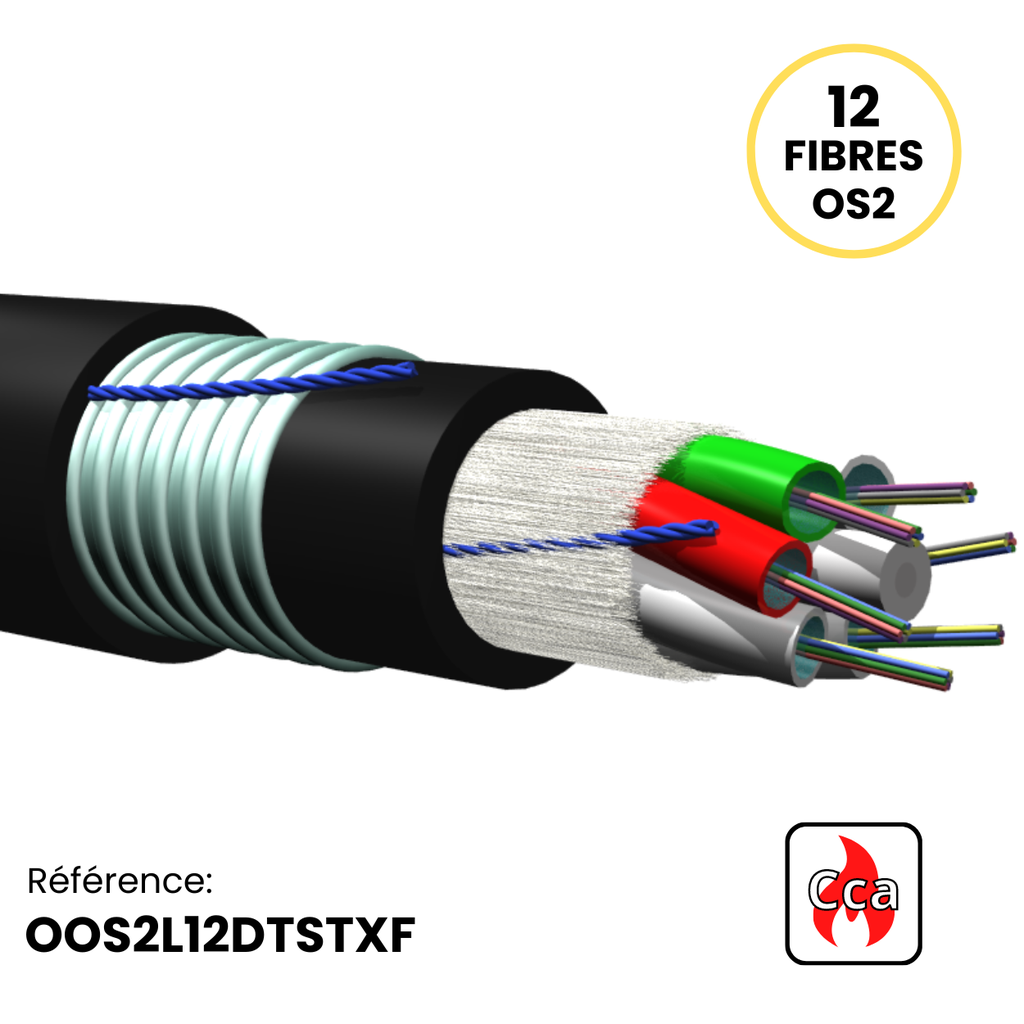 Câble Structure Libre 250µm multitube INT/EXT Armé acier annelé double gaine LSZH DTST XF Cca