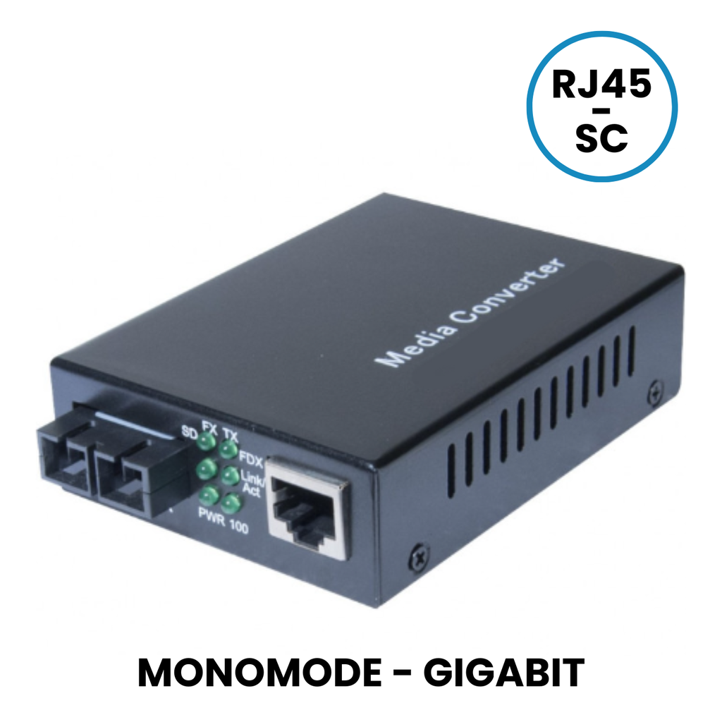 Convertisseur Monomode Gigabit RJ45/SC 1000 BASE-LX 20 km