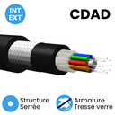 Câble Structure Serrée 900µm INT/EXT Armé tresse de verre double gaine LSZH CDAD Dca