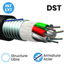 Câble Structure Libre 250µm multitube INT/EXT Armé acier annelé gaine LSZH DST